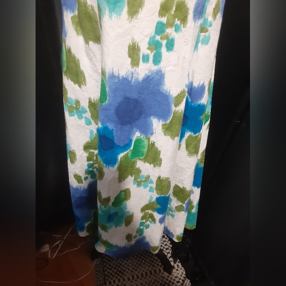 Coldwater Creek Blue and Green Floral Maxi Dress Sleeveless Boho Cottage - Picture 3 of 7